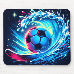 Mousepad Bola de Futebol de Onda Futurista Oceano Surf
