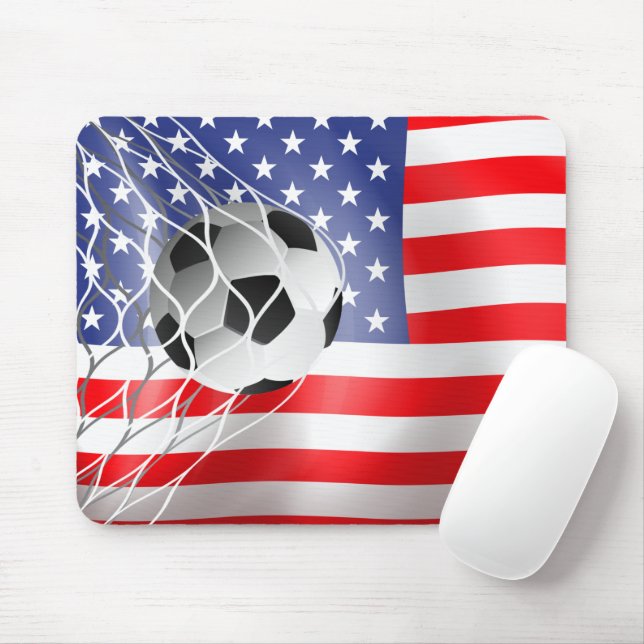Mousepad Bola De Futebol Na Bandeira Dos EUA (Com mouse)