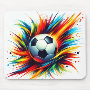 Mousepad Bola de Futebol Splash Futurista Abstrato