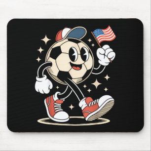 Mousepad Bola De Futebol Vintage 4 De Julho Engraçada Retro