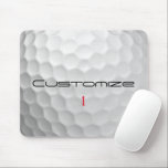 Mousepad Bola de Golfe com Texto e Número Personalizados<br><div class="desc">Personalize esta imagem da bola de golfe com texto e número de sua escolha. Design único para o golfista casual para o profissional do Heart. Clássico e único,  isso certamente impressionará seus amigos de golfe no próximo torneio.</div>