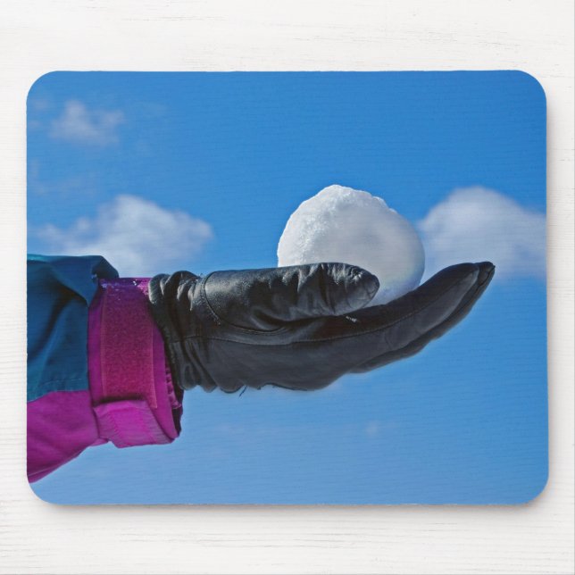 Mousepad bola de neve na mão da luva (Frente)