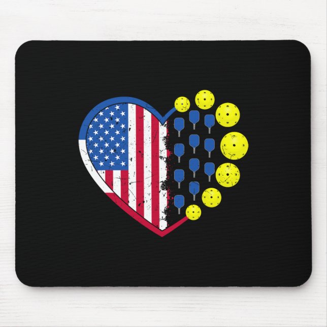 Mousepad Bola Engraçada De Pickleball Com Bandeira American (Frente)