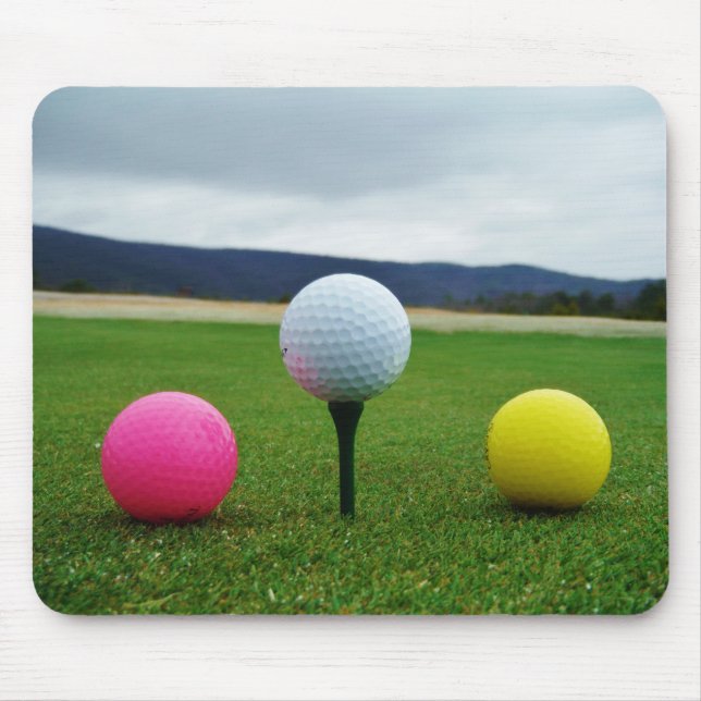 Mousepad Bolas de Golfe Coloridas, tenda de montanha (Frente)