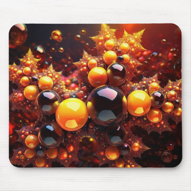 Mousepad Bolas De ouro E Estrelas Fractais (Frente)