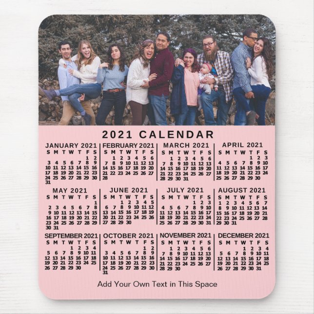 Mousepad Bold de Nome de Foto Personalizado Rosa do Calendá (Frente)