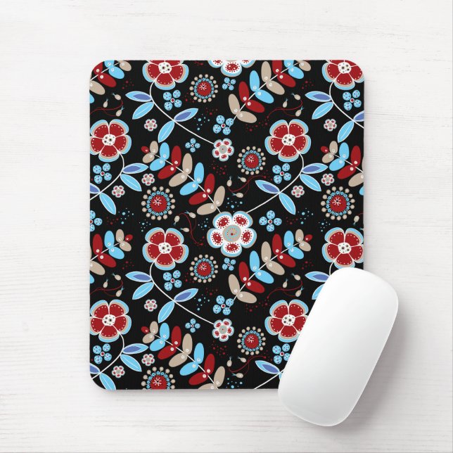 Mousepad Bold Folk Floral Pattern (Com mouse)