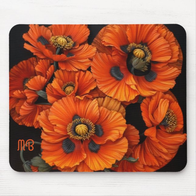 Mousepad Bold Radiant Beauty Orange Poppy Floral Art (Frente)
