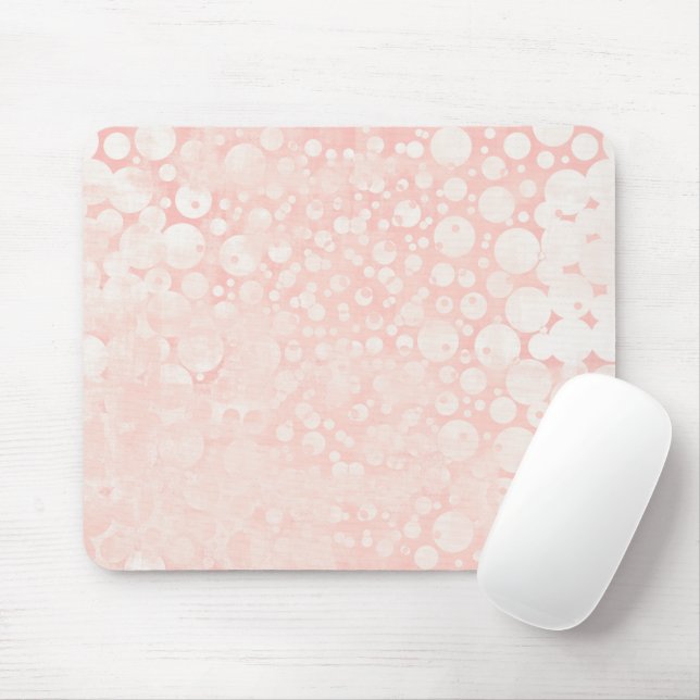 Mousepad Bolhas brancas cor-de-rosa bolinhas (Com mouse)