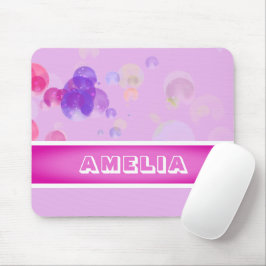 Mousepad Bolhas Cor-de-Rosa Bonitas Nome da Rapariga