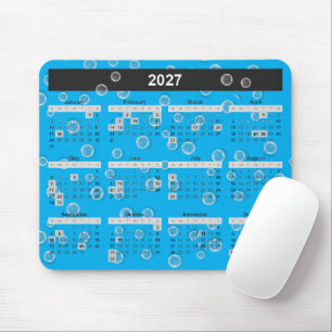 Mousepad Bolhas De Calendário De 2026 Em Aqua