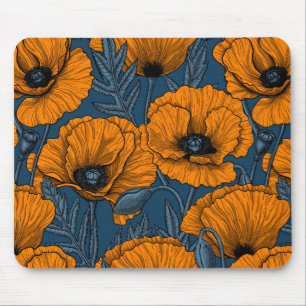 Mousepad Bolhas de laranja em azul escuro