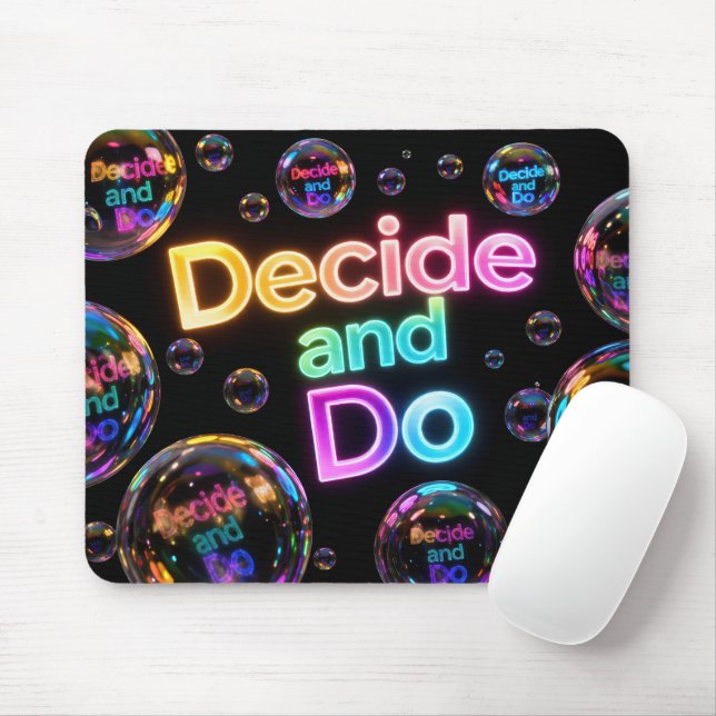 Mousepad Bolhas de Neon com Citação Motivacional (Com mouse)