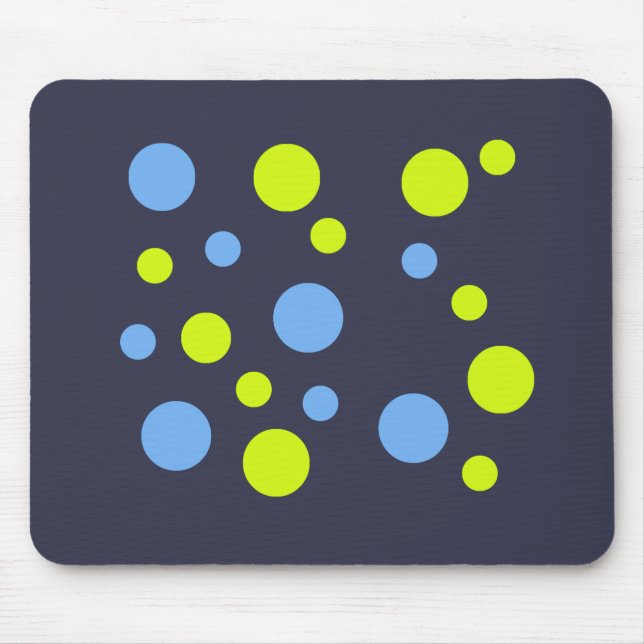 Mousepad Bolhas Felizes Funky Amarelo Azul (Frente)