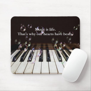 Mousepad Bolhas no teclado Piano com Cotação de Papel