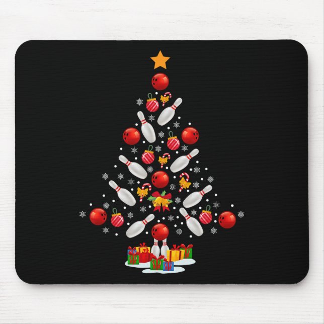 Mousepad Boliche Árvore Natal Boliches Engraçadas Novelt (Frente)