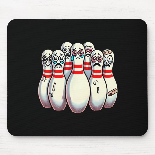 Mousepad Boliche Assustada Pins Cartografia Diversão Bowler (Frente)