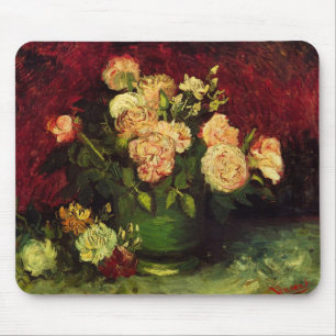 Mousepad Boliche com Peonies e Rosas de Vincent van Gogh
