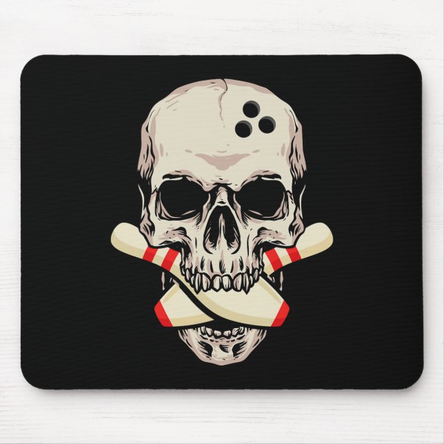 Mousepad Boliches Pilhas Retro Caveira Skeleton Cabeça Boli (Frente)