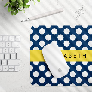 Mousepad Bolinhas Azuis marinho, Padrão de Bolinhas, Seu No