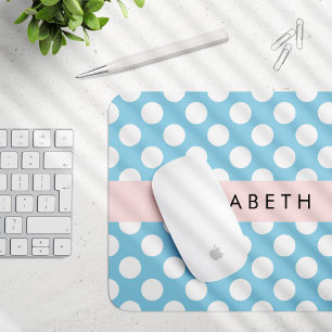 Mousepad Bolinhas Azuis, Padrão de Bolinhas, Seu Nome