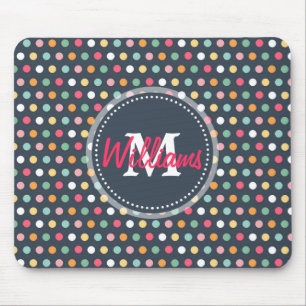 Mousepad Bolinhas bonitas e coloridas de monograma