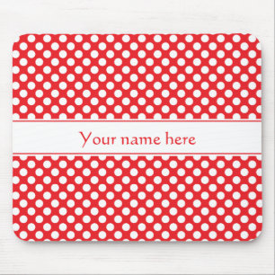 Mousepad Bolinhas branca e vermelha personalizada