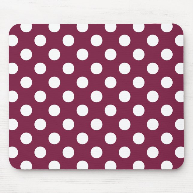 Mousepad Bolinhas brancas em burgundy (Frente)