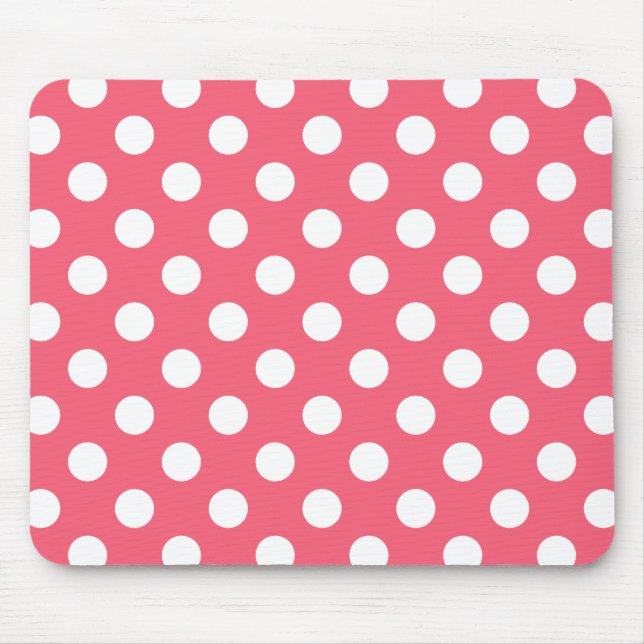 Mousepad Bolinhas brancas em coral (Frente)
