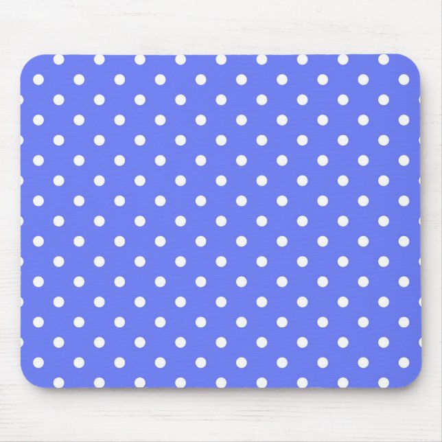 Mousepad bolinhas brancas em fundo azul. (Frente)