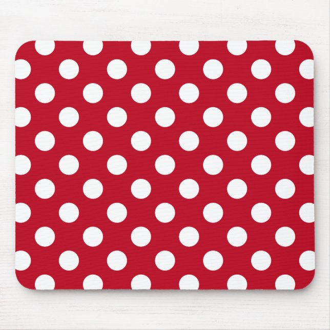 Mousepad Bolinhas brancas em vermelho (Frente)