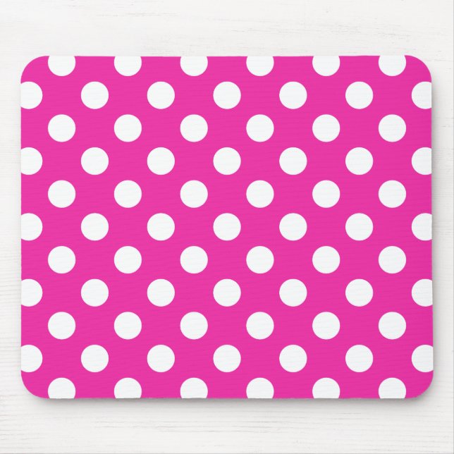 Mousepad Bolinhas brancas na fúcsia (Frente)