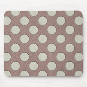 Mousepad Bolinhas brancas no impressão do couro do Taupe