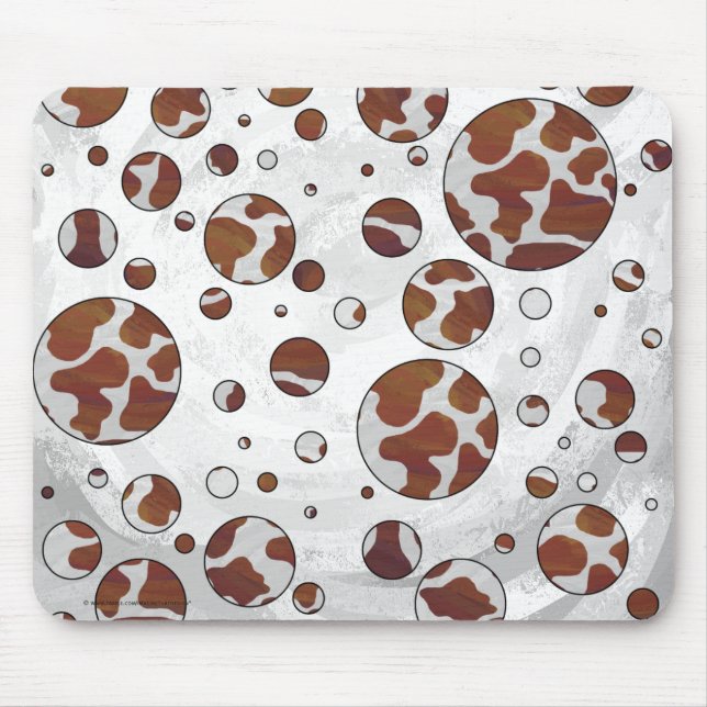 Mousepad Bolinhas castanho e Impressão branco (Frente)