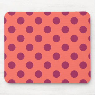 Mousepad Bolinhas de vinho tinto e de coral vivo