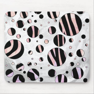 Mousepad Bolinhas de Zebra Pretas e Rosa