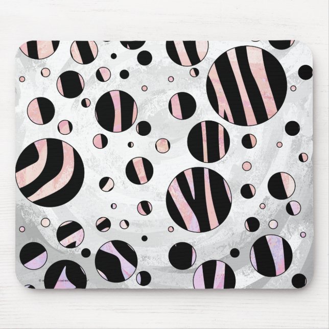 Mousepad Bolinhas de Zebra Pretas e Rosa (Frente)