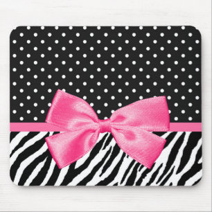 Mousepad Bolinhas femininos do impressão da zebra e fita