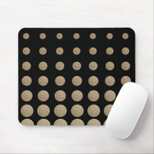 Mousepad bolinhas geométricas minimalistas de ouro preto