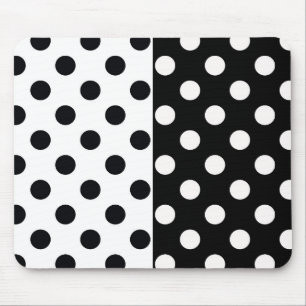 Mousepad Bolinhas Inversas Pretas de Separar Cor Branca