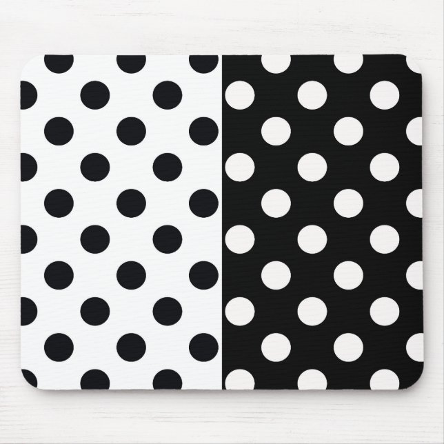 Mousepad Bolinhas Inversas Pretas de Separar Cor Branca (Frente)