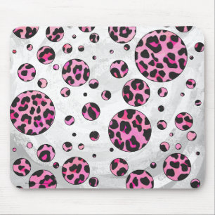 Mousepad Bolinhas-leopardo Impressão preto e rosa-quente