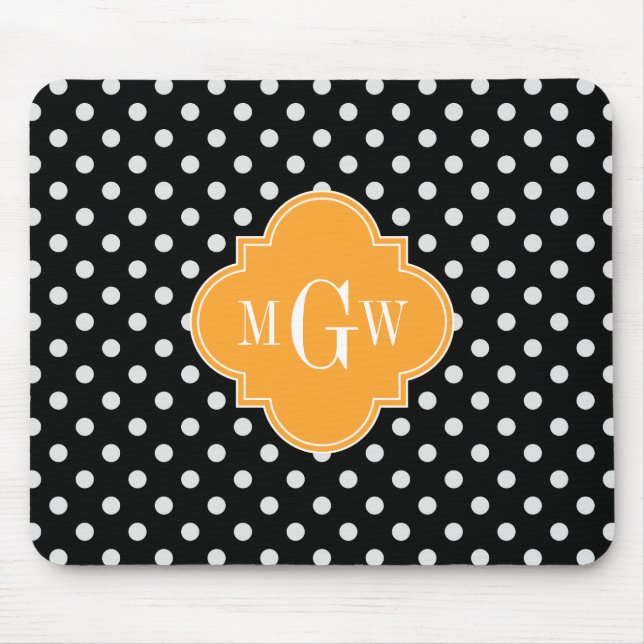 Mousepad Bolinhas Negra Cantaloupe Quatrefoil 3 Monograma (Frente)