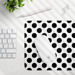 Mousepad Bolinhas, padrão de Bolinhas, preto e branco