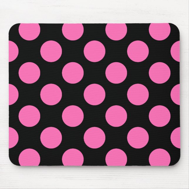 Mousepad Bolinhas Pretas e Rosa Quente (Frente)