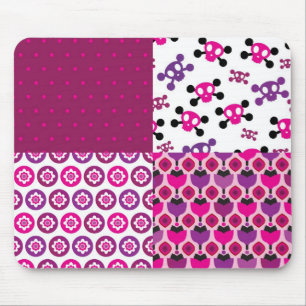 Mousepad Bolinhas retros do crânio da flor