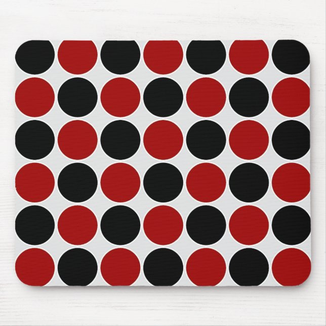 Mousepad Bolinhas retros no vermelho & no preto (Frente)