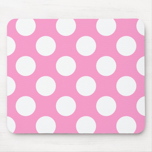 Mousepad Bolinhas rosa e branca (Frente)
