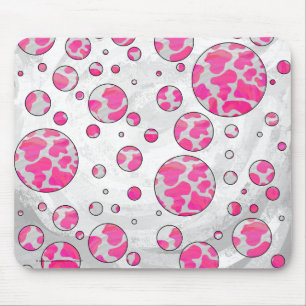 Mousepad Bolinhas rosa e branco