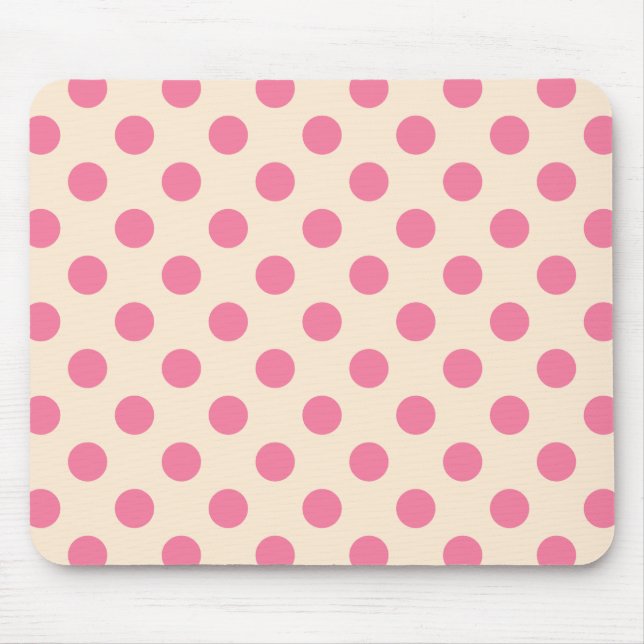 Mousepad Bolinhas rosa em creme (Frente)